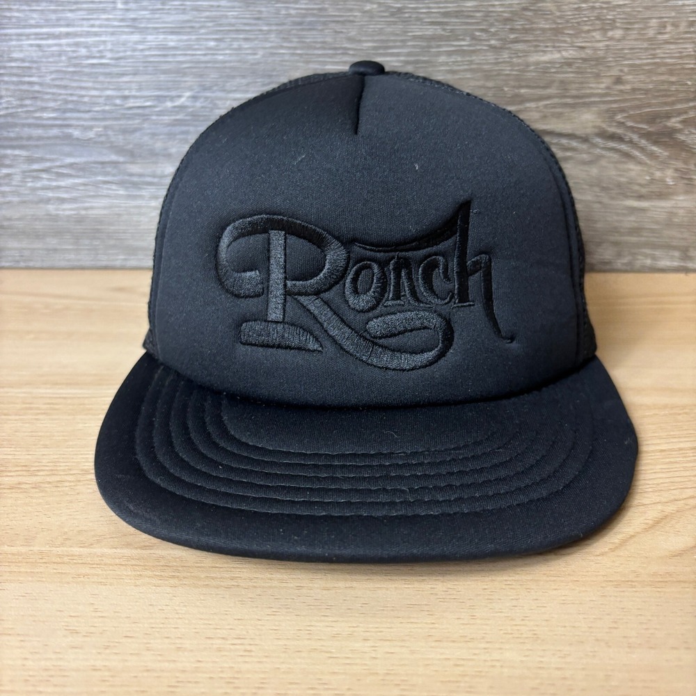 Ronch Hat Cap Snap Back Black Trucker Adjustable